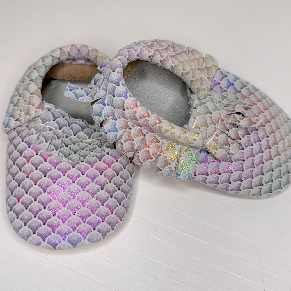 Baby Colorful Gold Moccasins Pony Hair Leather Handmade